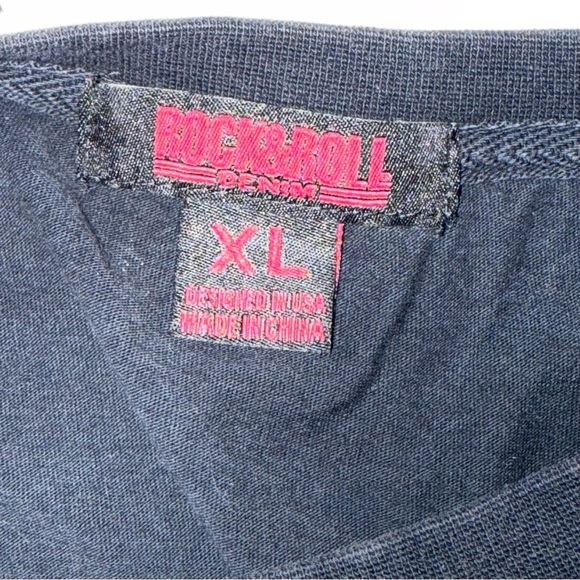 Rock & Roll Denim XL Black Bandana Paisley Graphic Long Sleeve Top - Picture 6 of 10